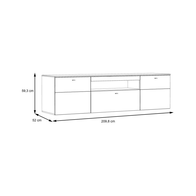 Szafka RTV z oświetleniem Como COMT133B-C175 Grafit/Deska Dębowa Meble Forte