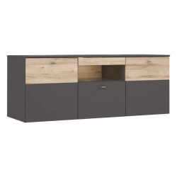 Szafka RTV 150cm z oświetleniem Como COMT131B-C175 Grafit/Deska Dębowa Meble Forte