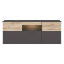 Szafka RTV 150cm z oświetleniem Como COMT131B-C175 Grafit/Deska Dębowa Meble Forte