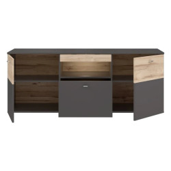 Szafka RTV 150cm z oświetleniem Como COMT131B-C175 Grafit/Deska Dębowa Meble Forte