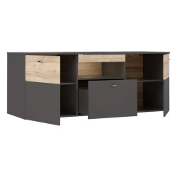 Szafka RTV 150cm z oświetleniem Como COMT131B-C175 Grafit/Deska Dębowa Meble Forte