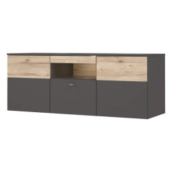 Szafka RTV 150cm z oświetleniem Como COMT131B-C175 Grafit/Deska Dębowa Meble Forte