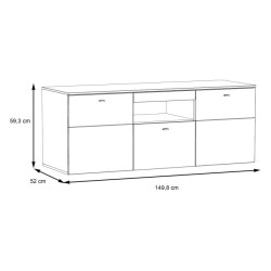 Szafka RTV 150cm z oświetleniem Como COMT131B-C175 Grafit/Deska Dębowa Meble Forte