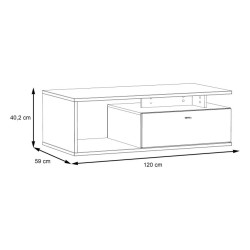 Stolik kawowy Como COMT501-C175 Grafit/Deska Dębowa Meble Forte