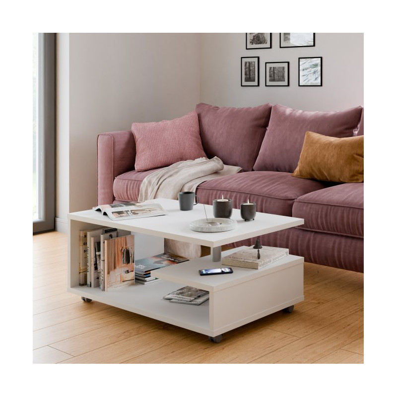 Bailey BL1T01 – stolik kawowy na kółkach biały