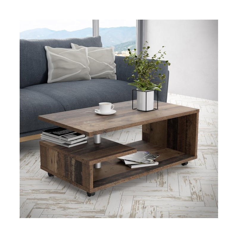 Bailey BL1T01 – stolik kawowy na kółkach old wood vintage