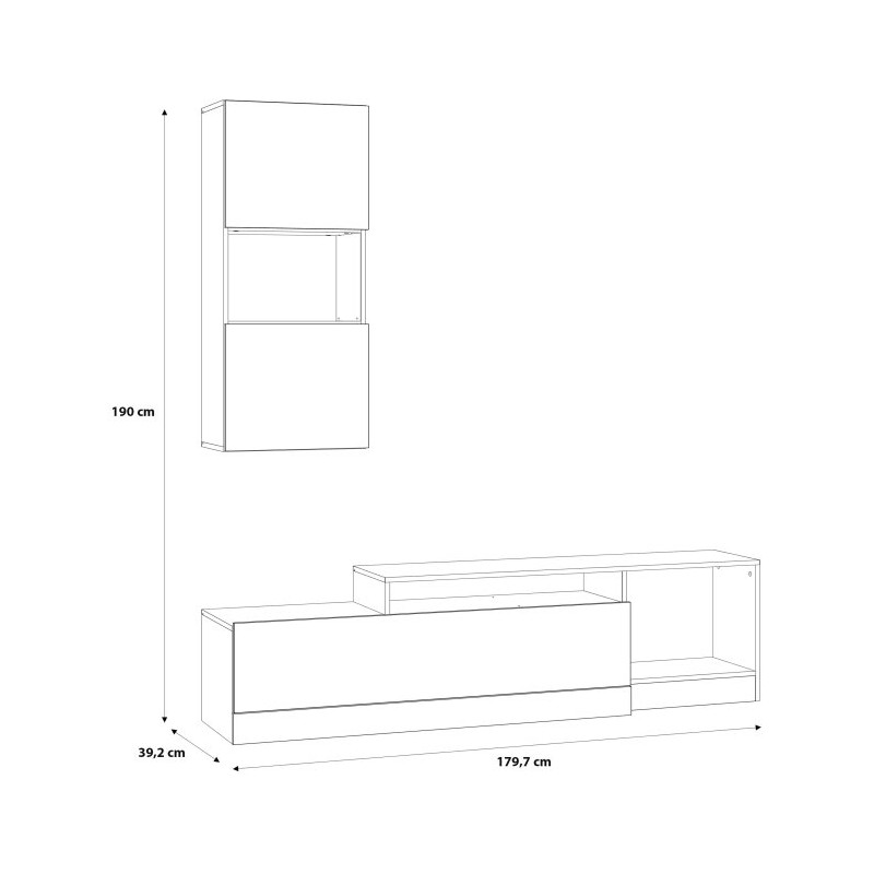 Meblościanka Bodil BDLM02L – nowoczesna aranżacja salonu