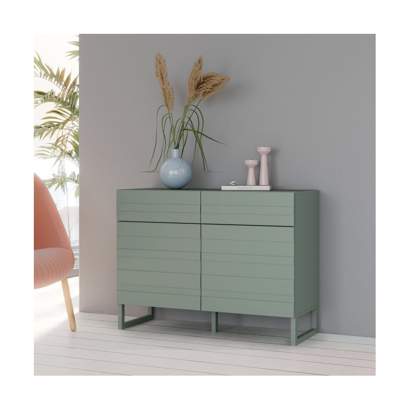 Szałwiowa komoda 110 cm Bretania na nóżkach – styl i funkcjonalność