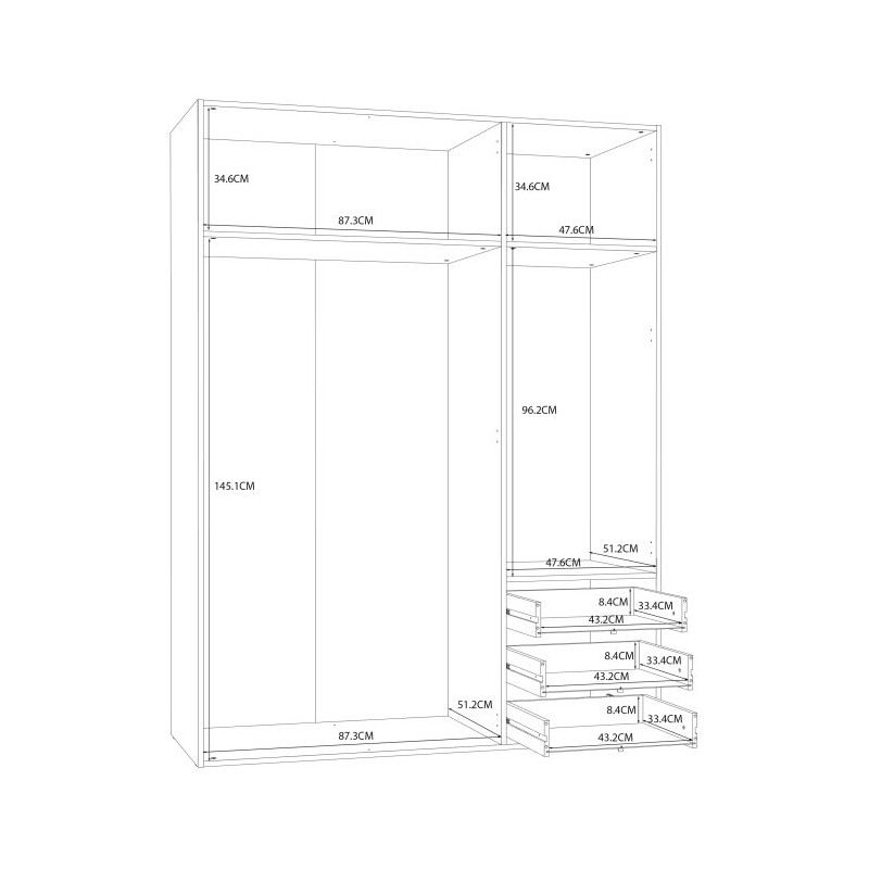 Szafa Brooklyn BRKS831 140 cm – funkcjonalna garderoba