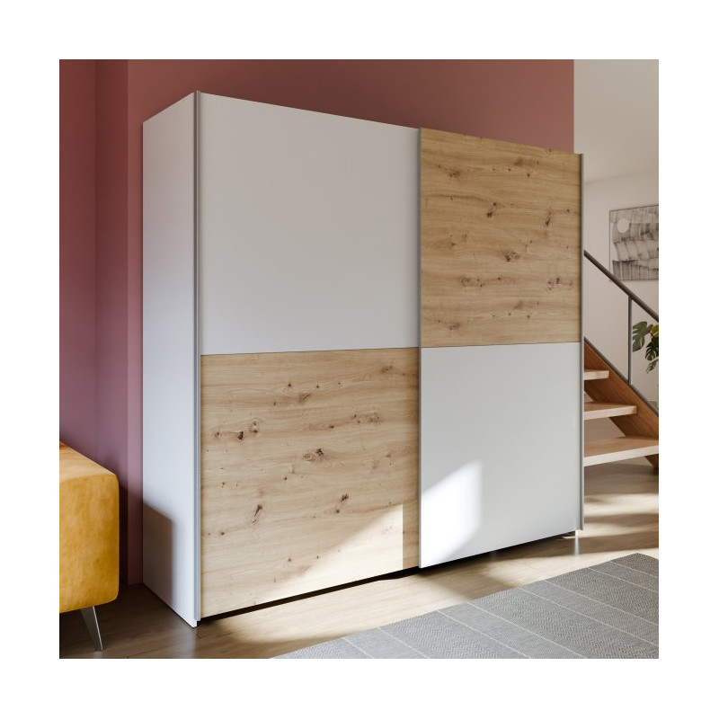 Szafa przesuwna Schach&matt 200 cm | biały/dąb artisan