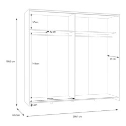 Szafa przesuwna Schach&matt 200 cm | biały/dąb puccini