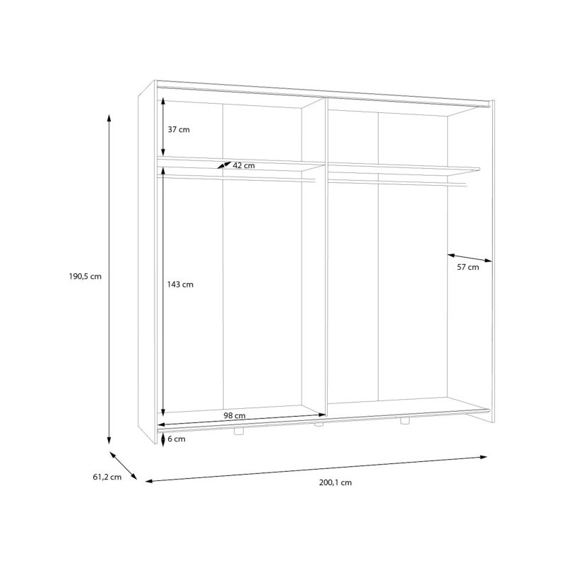 Szafa przesuwna Schach&matt 200 cm | biały/dąb puccini