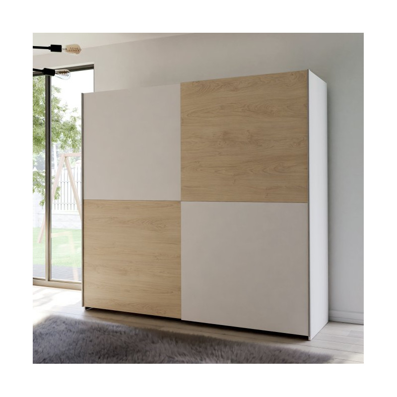 Szafa przesuwna Schach&matt 200 cm | biały/dąb puccini