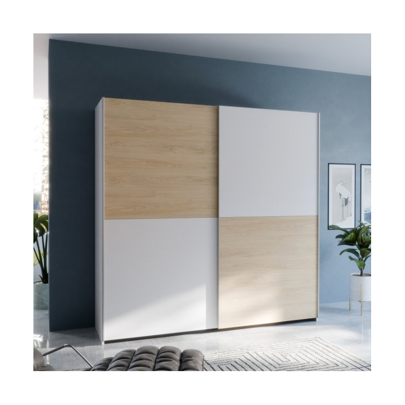 Szafa przesuwna Schach&matt 190 cm | biały/dąb puccini