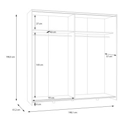 Biała szafa przesuwna z lustrem Schach&matt 190 cm