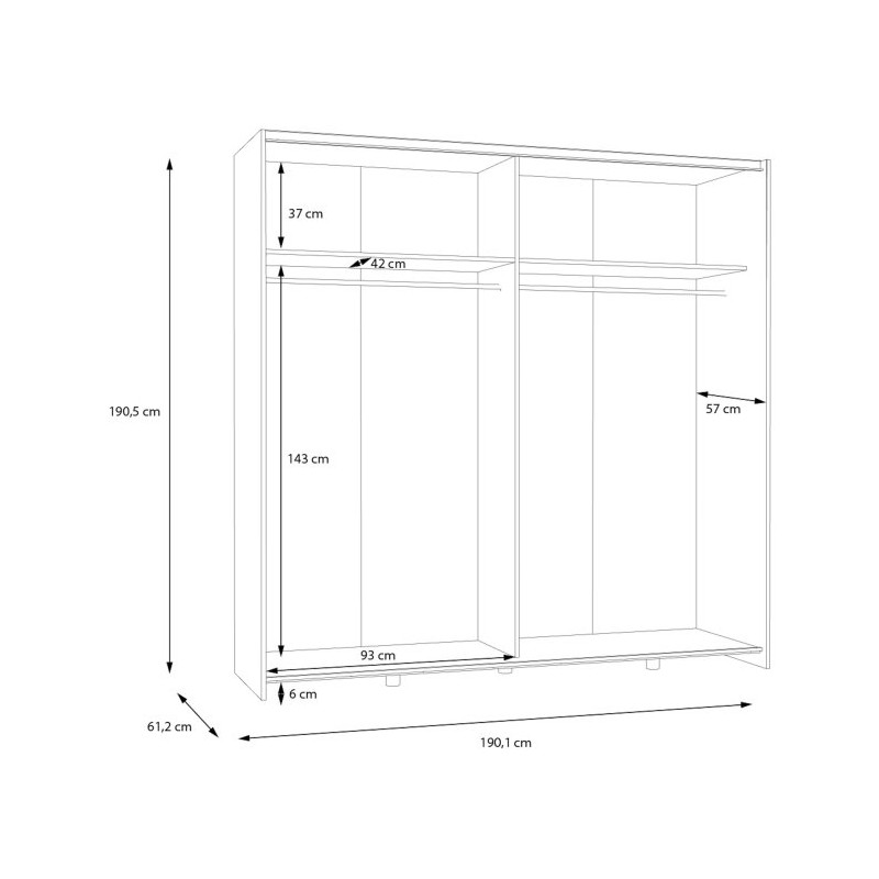 Biała szafa przesuwna z lustrem Schach&matt 190 cm