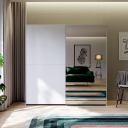 Biała szafa przesuwna z lustrem Schach&matt 190 cm