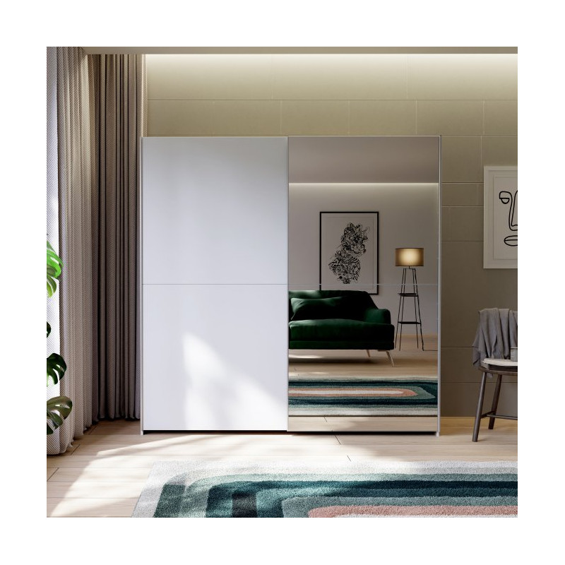 Biała szafa przesuwna z lustrem Schach&matt 190 cm