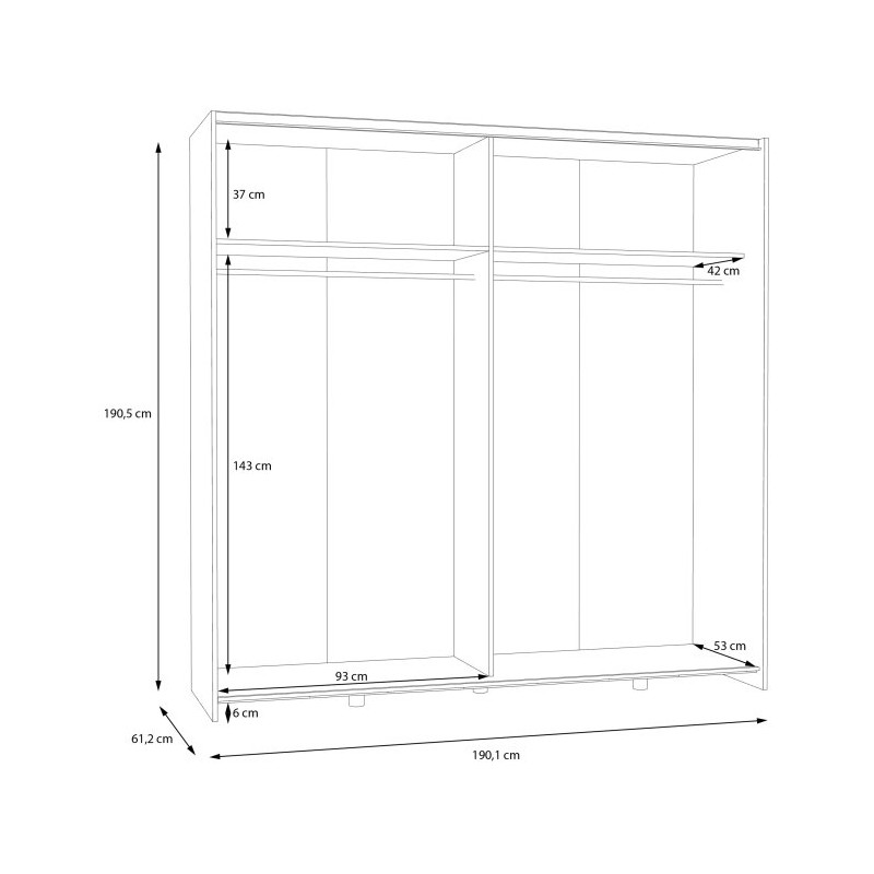 Szafa przesuwna z lustrem Schach&matt 190 cm | biały połysk