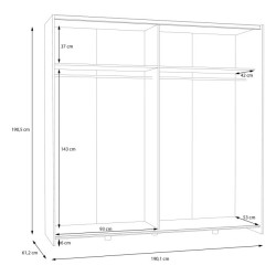 Szafa przesuwna z lustrem 190 cm Schach&matt | biały
