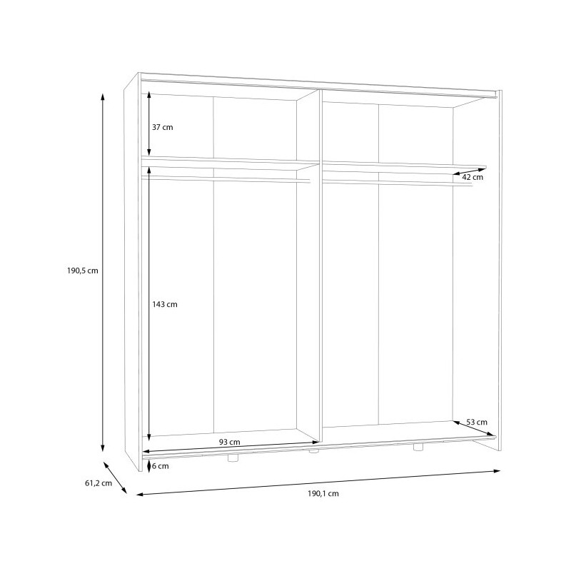 Szafa przesuwna z lustrem 190 cm Schach&matt | biały