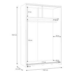 Szafa przesuwna 120 cm Schach&matt | biały/dąb artisan
