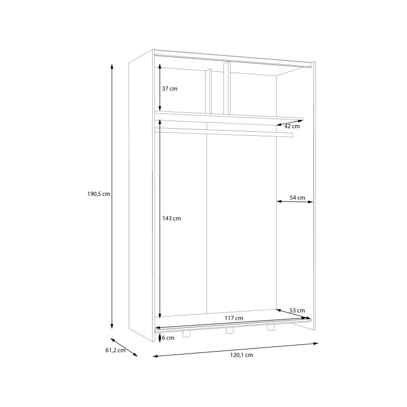 Szafa przesuwna 120 cm Schach&matt | biały/dąb artisan