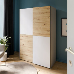 Szafa przesuwna 120 cm Schach&matt | biały/dąb artisan