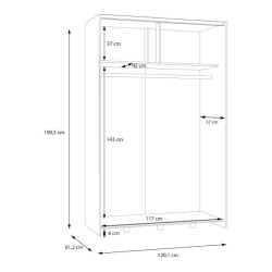 Szafa przesuwna 120 cm Schach&matt | biały/dąb puccini