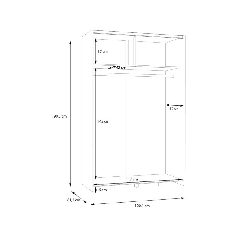 Szafa przesuwna 120 cm Schach&matt | biały/dąb puccini