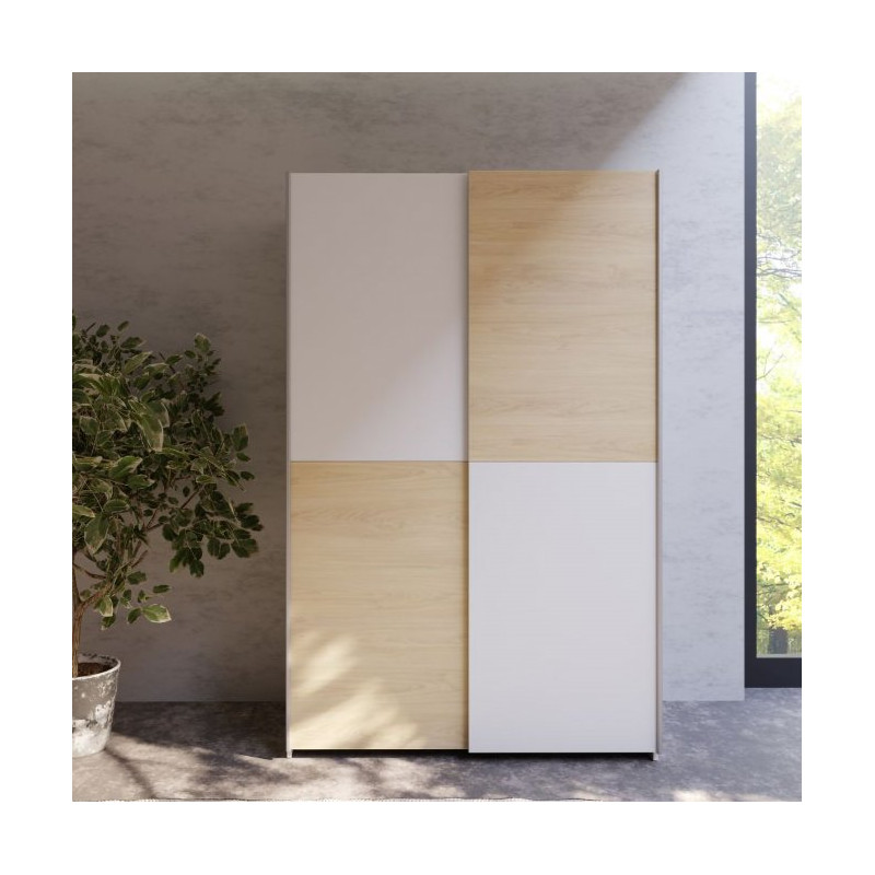 Szafa przesuwna 120 cm Schach&matt | biały/dąb puccini