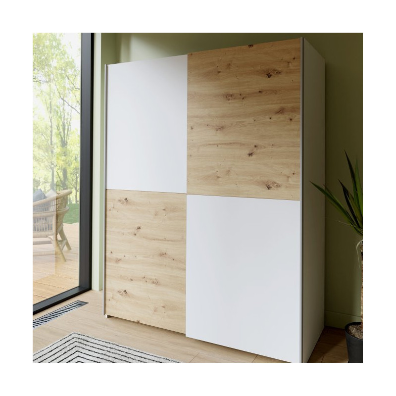 Szafa przesuwna 150 cm Schach&matt | biały/dąb artisan