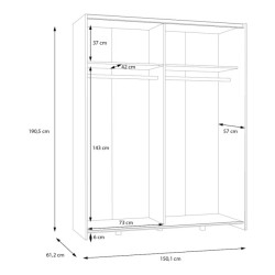 Szafa przesuwna 150 cm Schach&matt | biały/dąb puccini