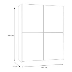Biała szafa przesuwna z lustrem 150 cm | kolekcja Schach&matt