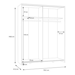 Biała szafa przesuwna z lustrem 150 cm | kolekcja Schach&matt