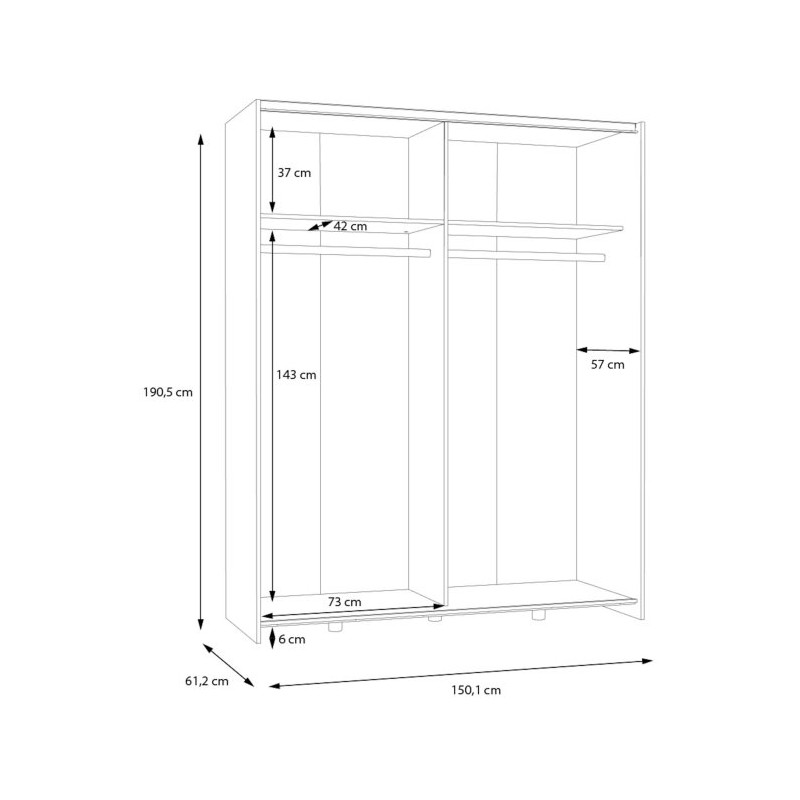 Biała szafa przesuwna z lustrem 150 cm | kolekcja Schach&matt