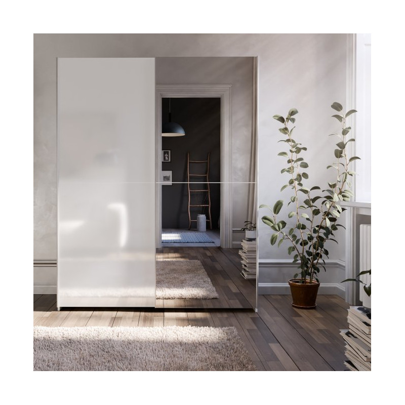 Szafa przesuwna z lustrem 150 cm Schach&matt | biały