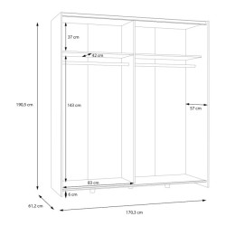 Szafa przesuwna 170 cm Schach&matt SHMS82231 | biały/dąb puccini