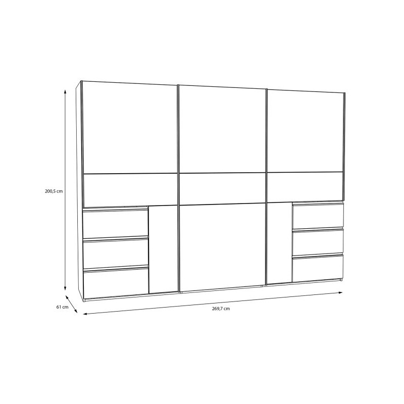 Szafa przesuwna 270 cm Winn 2 | dąb artisan/beton