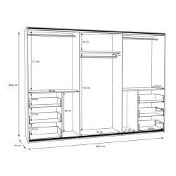 Szafa przesuwna 270 cm Winn 2 | dąb artisan/beton