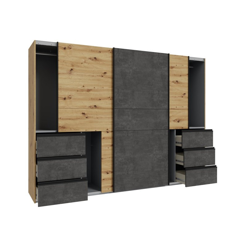 Szafa przesuwna 270 cm Winn 2 | dąb artisan/beton