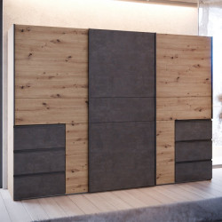 Szafa przesuwna 270 cm Winn 2 | dąb artisan/beton