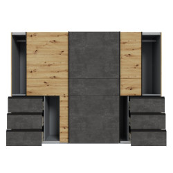 Szafa przesuwna 270 cm Winn 2 | dąb artisan/beton