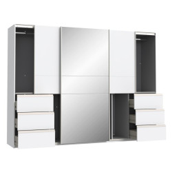 Biała szafa przesuwna z lustrem 270 cm | kolekcja Winn 2