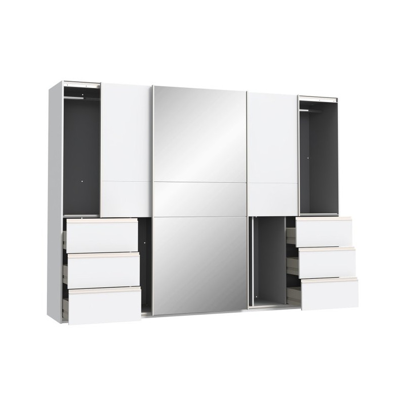 Biała szafa przesuwna z lustrem 270 cm | kolekcja Winn 2