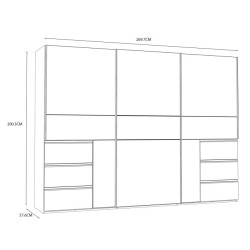 Biała szafa przesuwna z lustrem 270 cm | kolekcja Winn 2