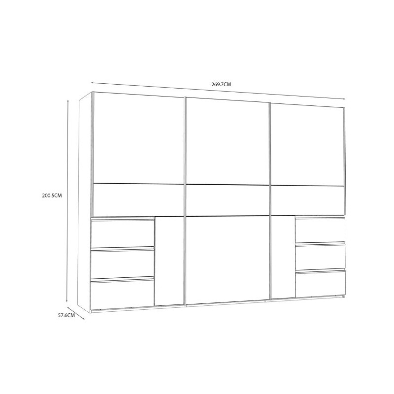 Biała szafa przesuwna z lustrem 270 cm | kolekcja Winn 2
