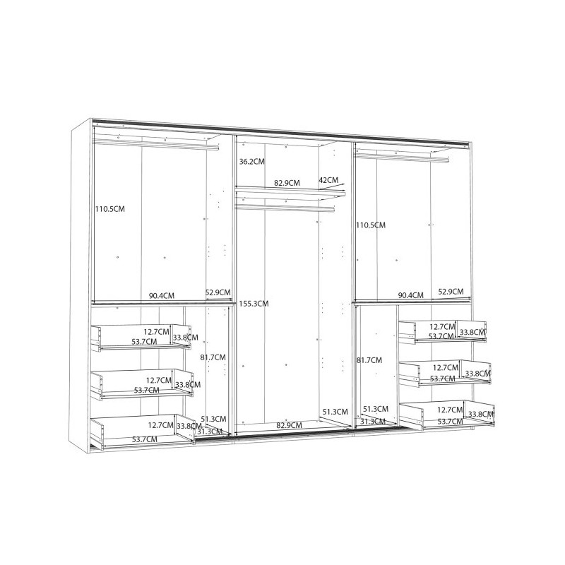 Biała szafa przesuwna z lustrem 270 cm | kolekcja Winn 2