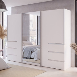Biała szafa przesuwna z lustrem 270 cm | kolekcja Winn 2
