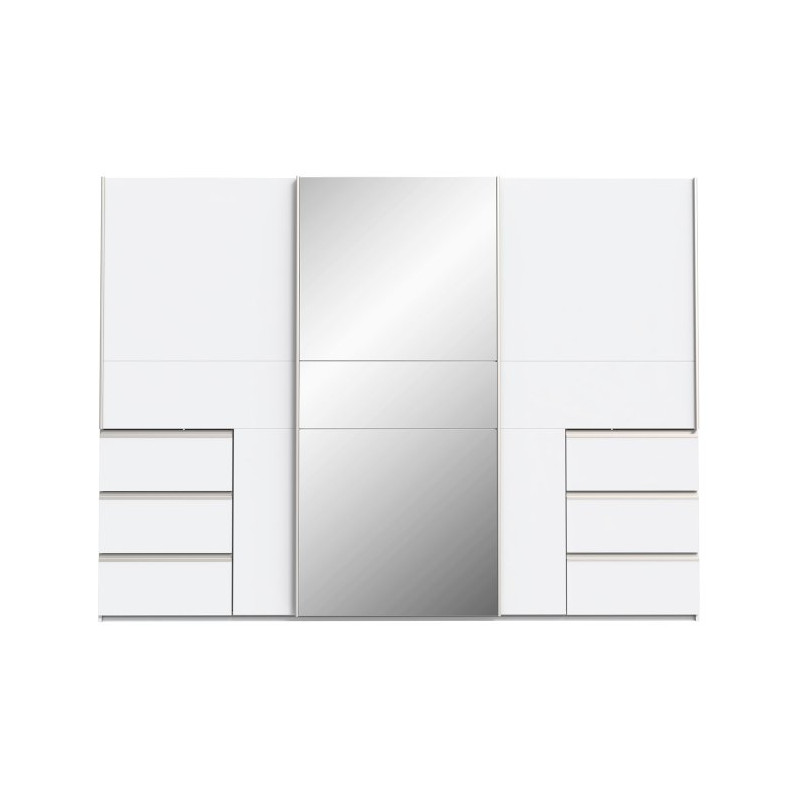 Biała szafa przesuwna z lustrem 270 cm | kolekcja Winn 2